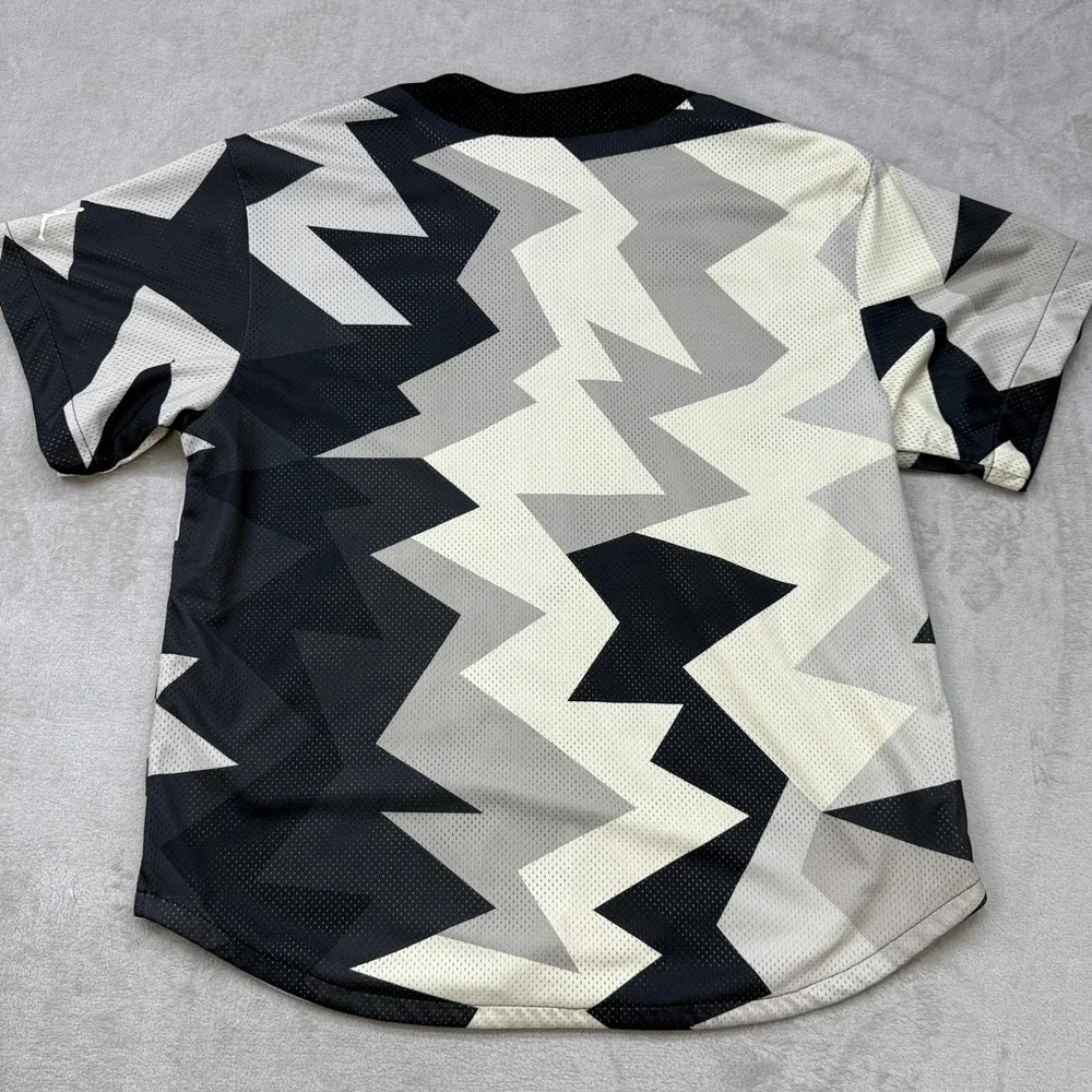 Jordan Baseball Jersey Mens Medium Black Grey Geometric Mesh Streetwear Sports